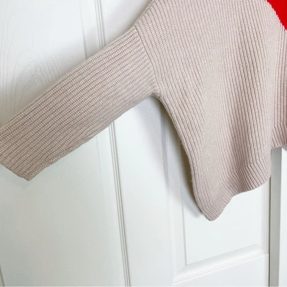 Ted Baker Gorgiey Chevron Stripe Mock Neck Sweater Blush Orange Wool Blend Sz M - Picture 5 of 10